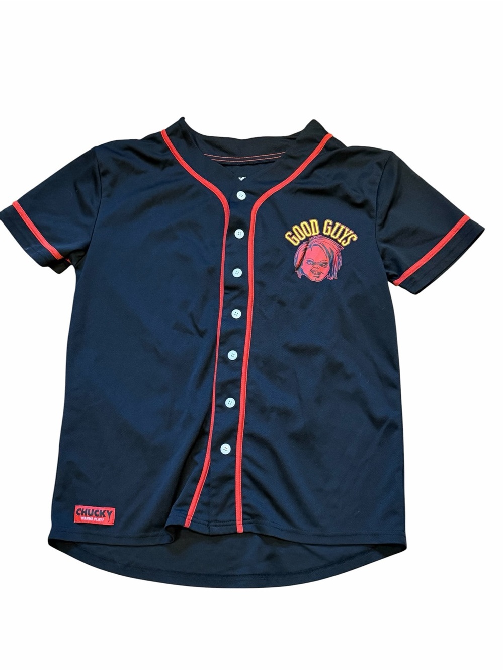 Chucky Good Guys black & Red mens Baseball Jersey
